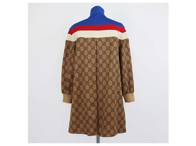 Gucci mehrfarbiges GG-Blend Polyester Colorblock Jersey-Kleid Braun - Ansicht 3