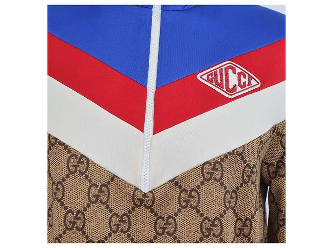 Gucci mehrfarbiges GG-Blend Polyester Colorblock Jersey-Kleid Braun - Ansicht 4