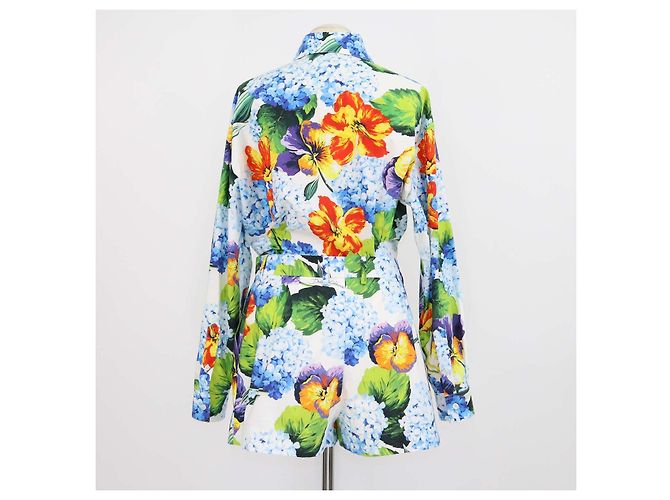 Set Dolce & Gabbana Camicia Crop con Lacci e Mini Shorts in Cotone con Stampa Floreale Multicolor Multicolore - vista 3