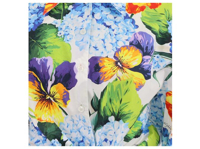Set Dolce & Gabbana Camicia Crop con Lacci e Mini Shorts in Cotone con Stampa Floreale Multicolor Multicolore - vista 4