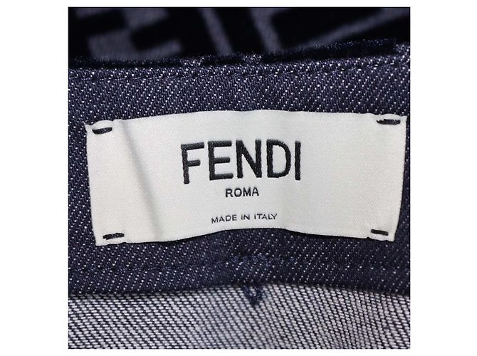 Minigonna Fendi in denim blu navy e velluto FF - vista 5