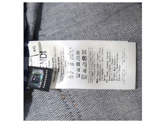 Minigonna Fendi in denim blu navy e velluto FF - vista 6