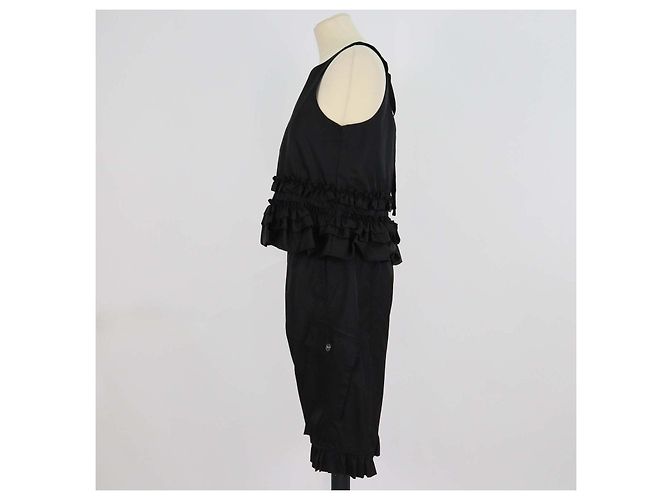 Set Top con Volant e Shorts Cargo in Poliammide Nera Ganni Nero - vista 2