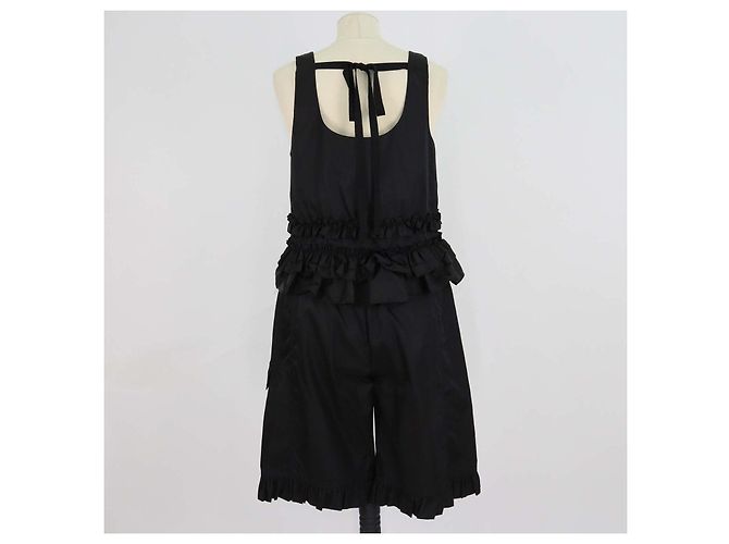 Set Top con Volant e Shorts Cargo in Poliammide Nera Ganni Nero - vista 3