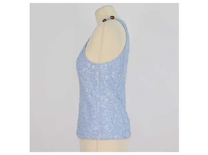 Top in cloqué con perline blu Ganni Blu chiaro - vista 2