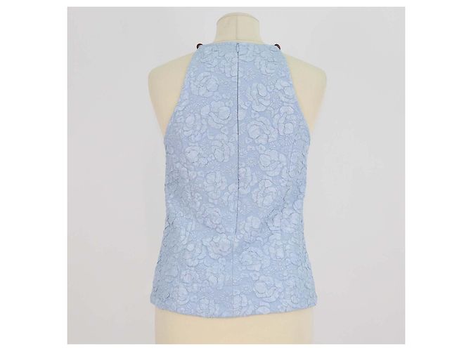 Top in cloqué con perline blu Ganni Blu chiaro - vista 3