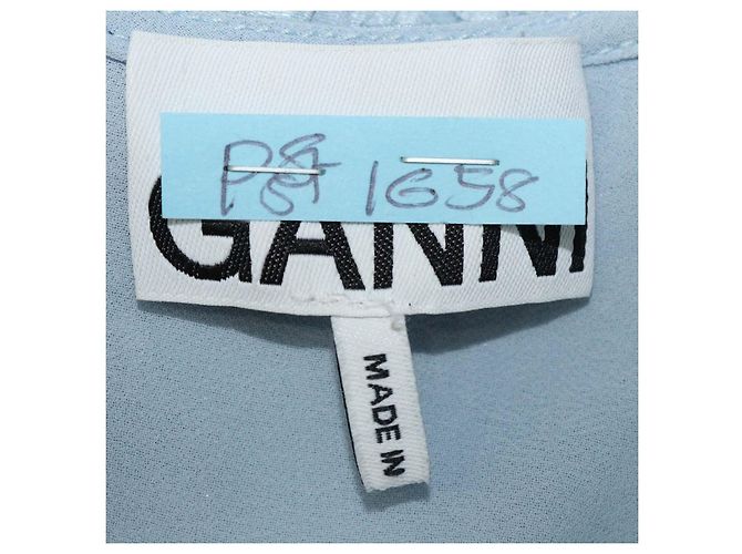 Top in cloqué con perline blu Ganni Blu chiaro - vista 5