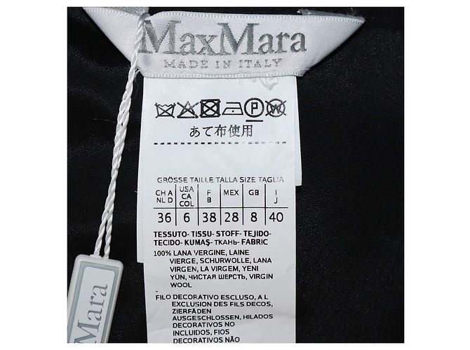 Falda midi de lana a rayas blanca y negra Max Mara Negro - vista 5