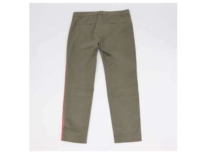 Pantalones Brunello Cucinelli de algodón verde ejército con ribete lateral de satén Verde oliva - vista 2