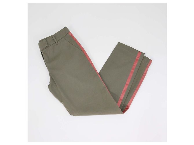 Pantalones Brunello Cucinelli de algodón verde ejército con ribete lateral de satén Verde oliva - vista 3