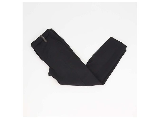 Brunello Cucinelli Black Blend Wool Slim Pants - view 3