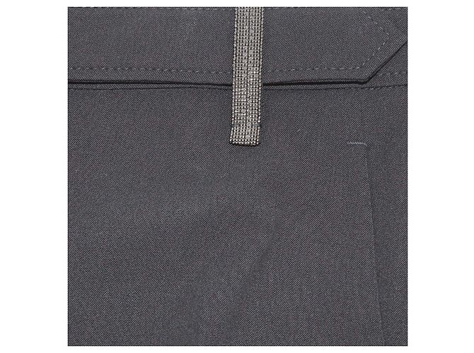 Brunello Cucinelli Black Blend Wool Slim Pants - view 4