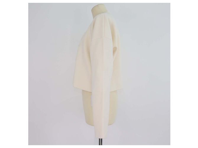 Loewe Cropped-Pullover aus Wollmischung in Off White mit Anagram Weiß - Ansicht 2