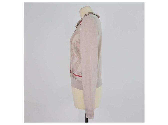Hermès Hermes Grey, Pink Palefroi Remix Cardigan con Zip e Colletto a Volant Rosa Grigio - vista 2