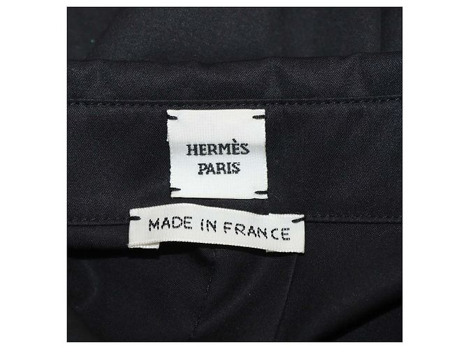 Hermès Camicia a maniche lunghe in cotone nero con logo ricamato Hermes - vista 5