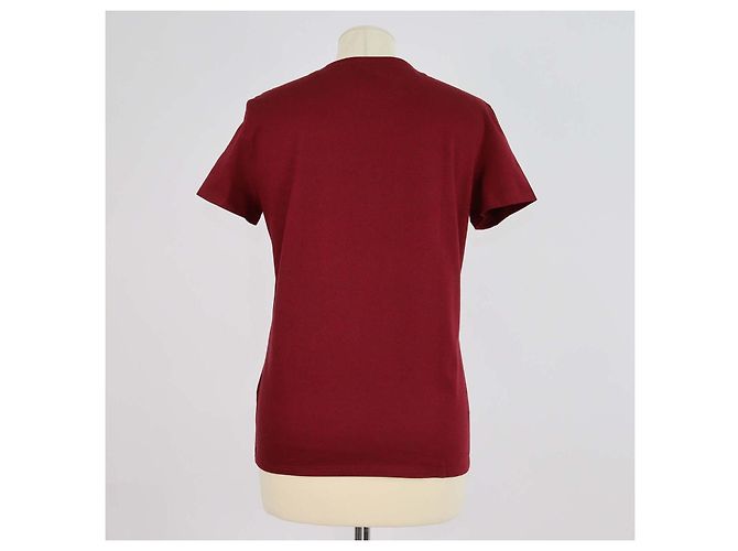 Hermès Camiseta de algodón con bolsillo bordado Hermes Maroon Castaño - vista 3
