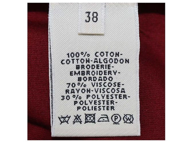 Hermès Camiseta de algodón con bolsillo bordado Hermes Maroon Castaño - vista 6