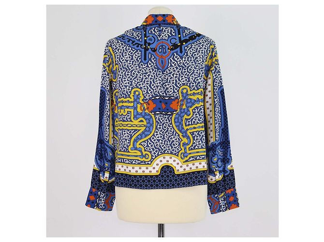 Camisa Hermès de seda azul con estampado Bandana Eperon d'Or - vista 3