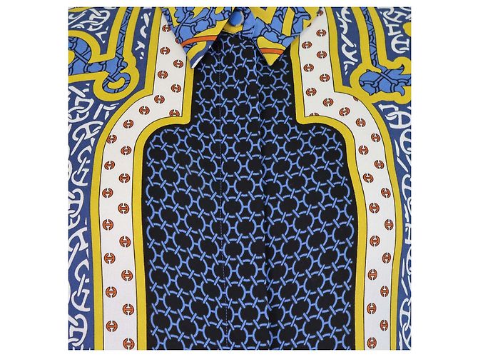 Camisa Hermès de seda azul con estampado Bandana Eperon d'Or - vista 4