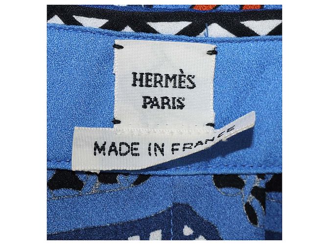 Camisa Hermès de seda azul con estampado Bandana Eperon d'Or - vista 5