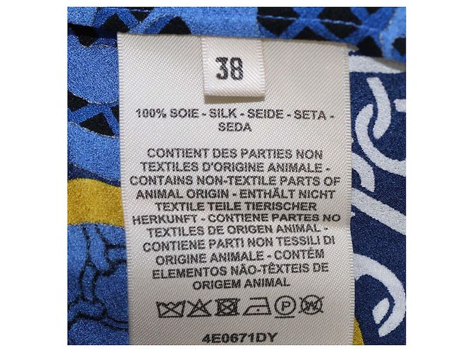 Camisa Hermès de seda azul con estampado Bandana Eperon d'Or - vista 6