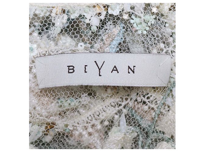 Blusa Biyan Cream Polyamide Sehati con perline e ricami floreali Crudo - vista 5