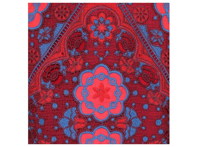 Sandro Gonna Mini Lily in Pizzo Floreale in Jersey Rosso/Blu - vista 4