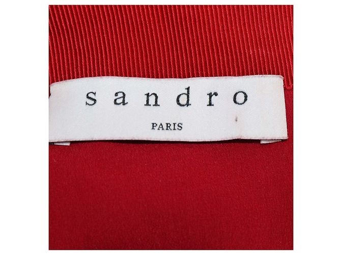 Sandro Gonna Mini Lily in Pizzo Floreale in Jersey Rosso/Blu - vista 5