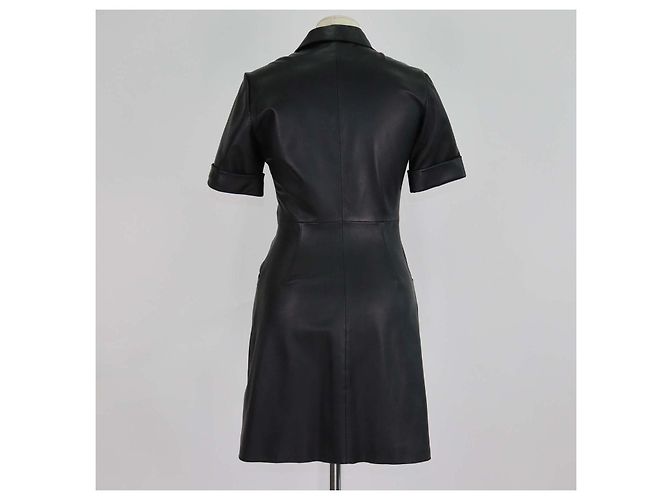 Abito camicia mini Ripoli in pelle nera Maje Nero - vista 3