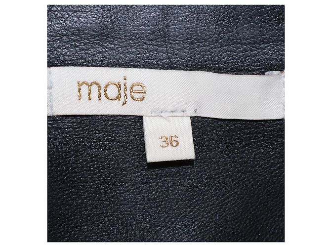 Abito camicia mini Ripoli in pelle nera Maje Nero - vista 5
