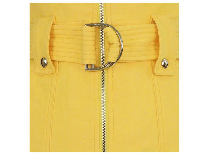 Vestido sin mangas Diane Von Furstenberg de algodón amarillo con cremallera frontal y cinturón - vista 4