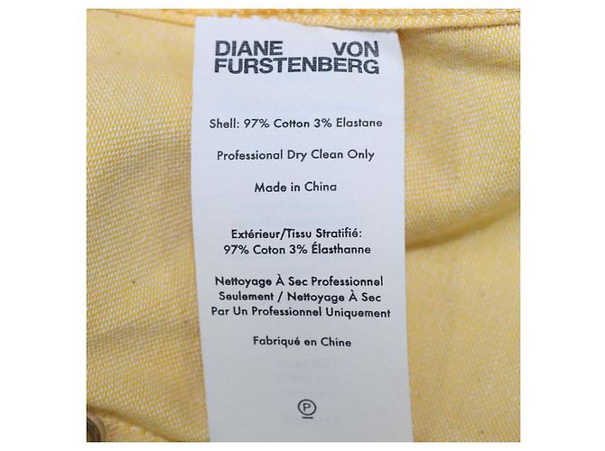 Vestido sin mangas Diane Von Furstenberg de algodón amarillo con cremallera frontal y cinturón - vista 6