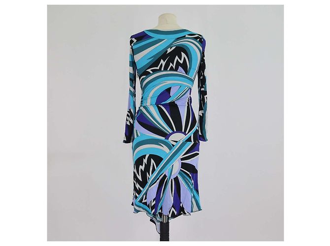 Abito Emilio Pucci Multicolor in Viscosa con Spalle Decorate con Strass Multicolore - vista 3