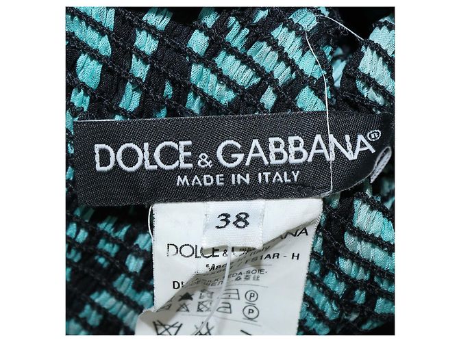 Mini abito in seta con volant e stampa leopardata blu/nero Dolce & Gabbana - vista 5