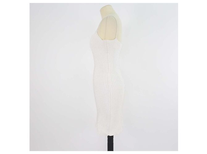 Alexander Wang White Clear Crystals Geripptes Minikleid Weiß - Ansicht 2