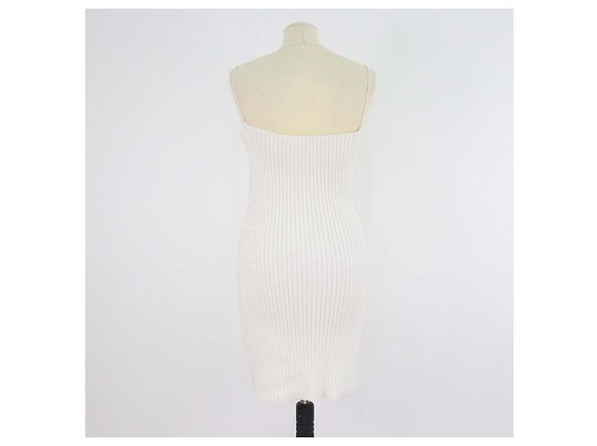 Alexander Wang White Clear Crystals Geripptes Minikleid Weiß - Ansicht 3