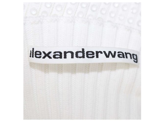 Alexander Wang White Clear Crystals Geripptes Minikleid Weiß - Ansicht 5
