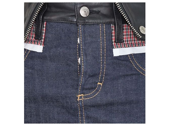 Minigonna a strati in denim e pelle blu scuro/nero Dsquared2 - vista 4