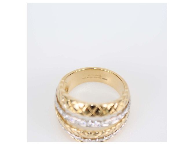 Anello Cocktail Chanel Coco Crush in Oro 18K Two-Tone e Diamanti Matelassé Misura 11 US D'oro - vista 6