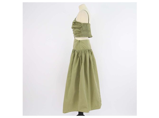 Maje Khaki Polyester Taffeta Maxi Kleid mit Cut-Outs Grün - Ansicht 2