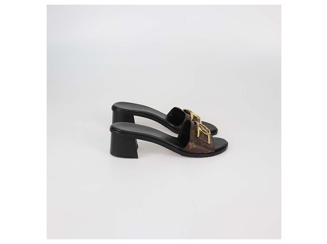 Sandali Lock It Slide in tela Monogram Louis Vuitton Marrone - vista 3