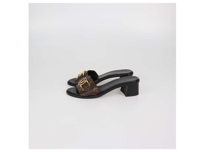Sandali Lock It Slide in tela Monogram Louis Vuitton Marrone - vista 4