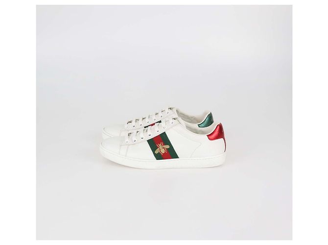 Sneakers basse Gucci Ace in pelle bianca con ape Bianco - vista 4