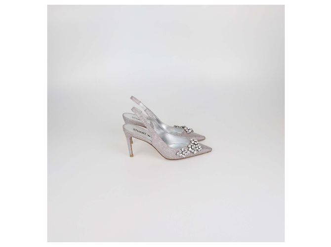 Décolleté Slingback Stuart Weitzman Metallic Pink Crystal Rosa - vista 3
