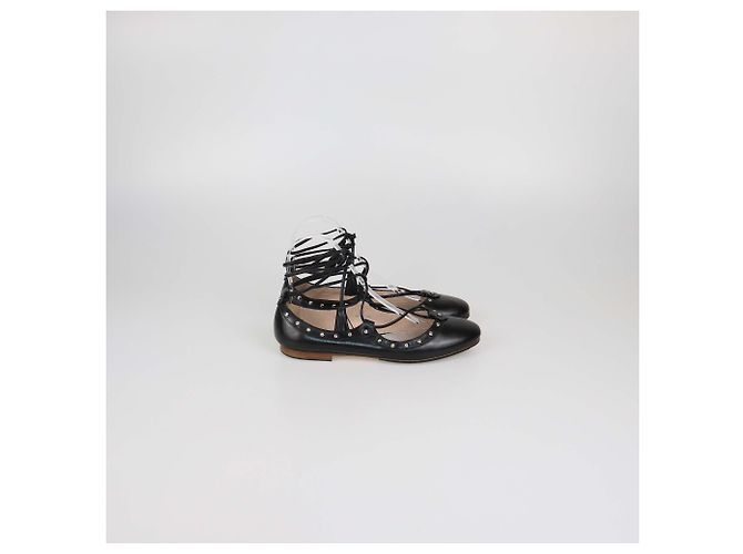 Ballerine stringate con borchie in pelle nera Tod's Nero - vista 3