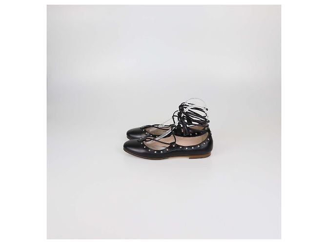 Ballerine stringate con borchie in pelle nera Tod's Nero - vista 4