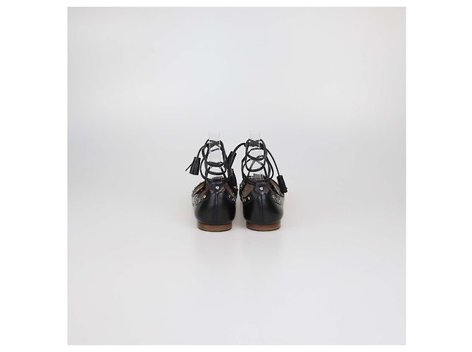 Ballerine stringate con borchie in pelle nera Tod's Nero - vista 5