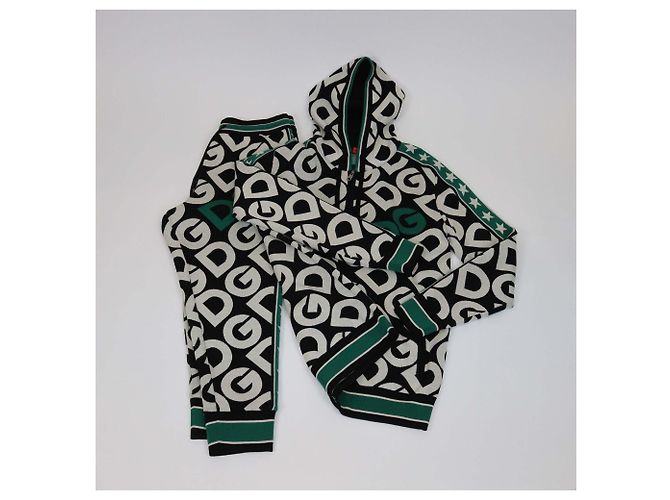 Set Giacca con Cappuccio e Jogger Dolce & Gabbana in Lana con Stampa DG Mania Multicolor Multicolore - vista 2
