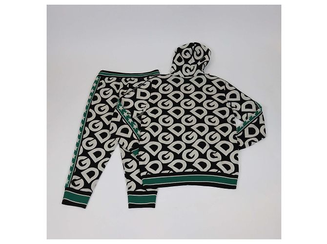 Set Giacca con Cappuccio e Jogger Dolce & Gabbana in Lana con Stampa DG Mania Multicolor Multicolore - vista 3