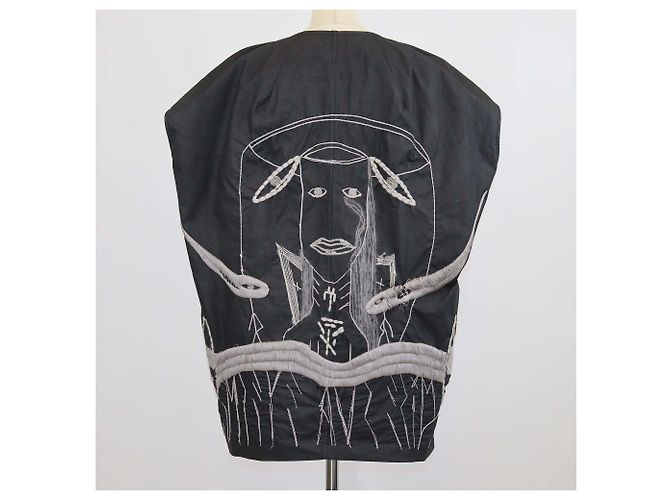 Rick Owens Chaleco oversized sin mangas de algodón negro con bordado Messiah - vista 3